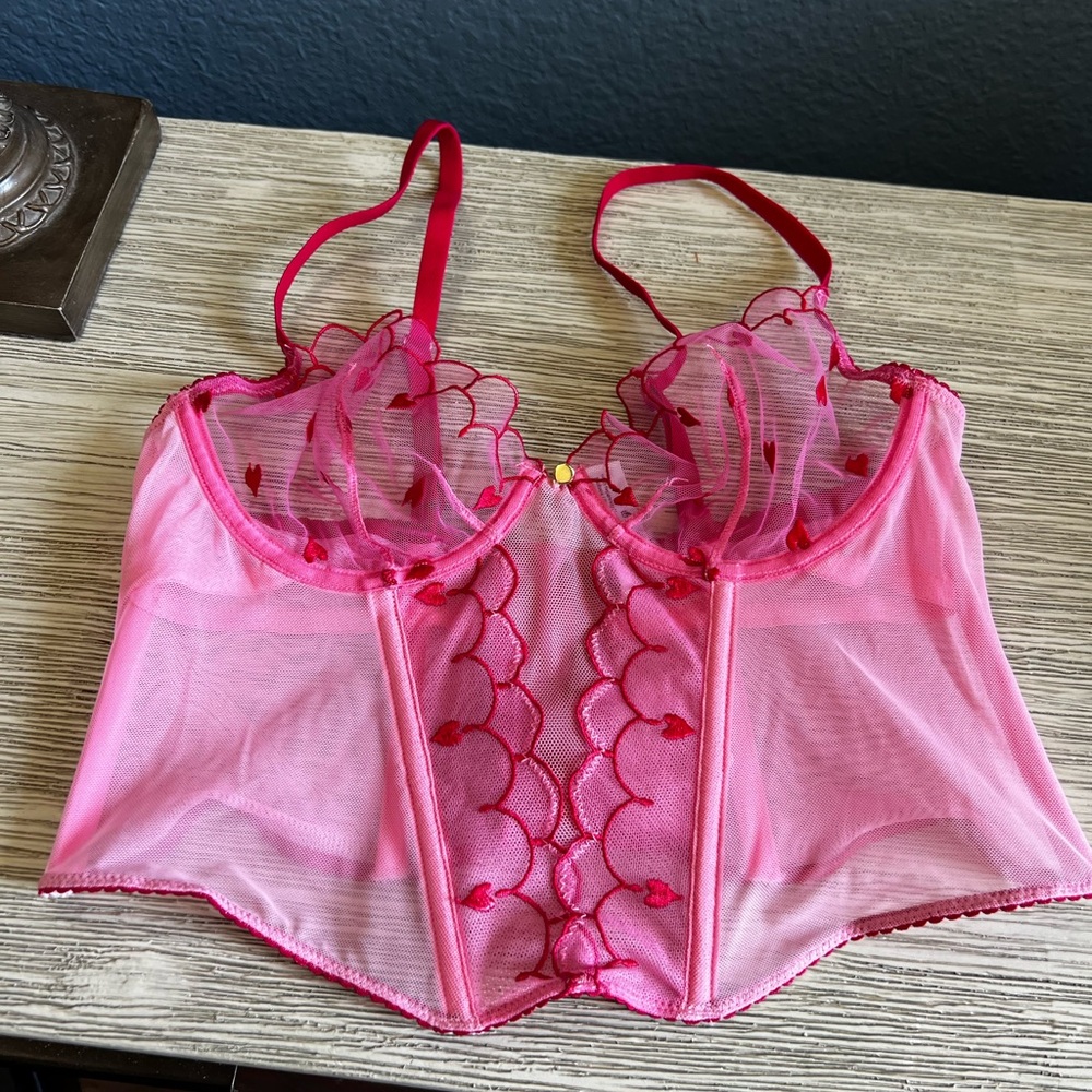 Adore Me Caroline Bustier Pink Sheer Lace